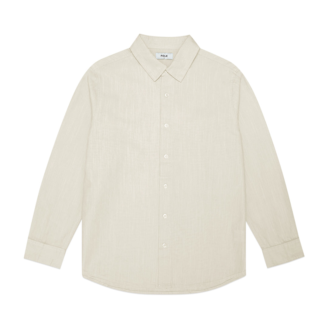 FOLX Textured Cotton Long Sleeve Shirt