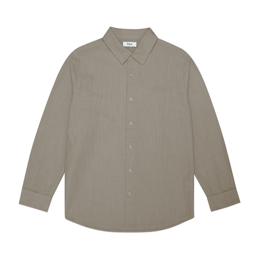 FOLX Textured Cotton Long Sleeve Shirt