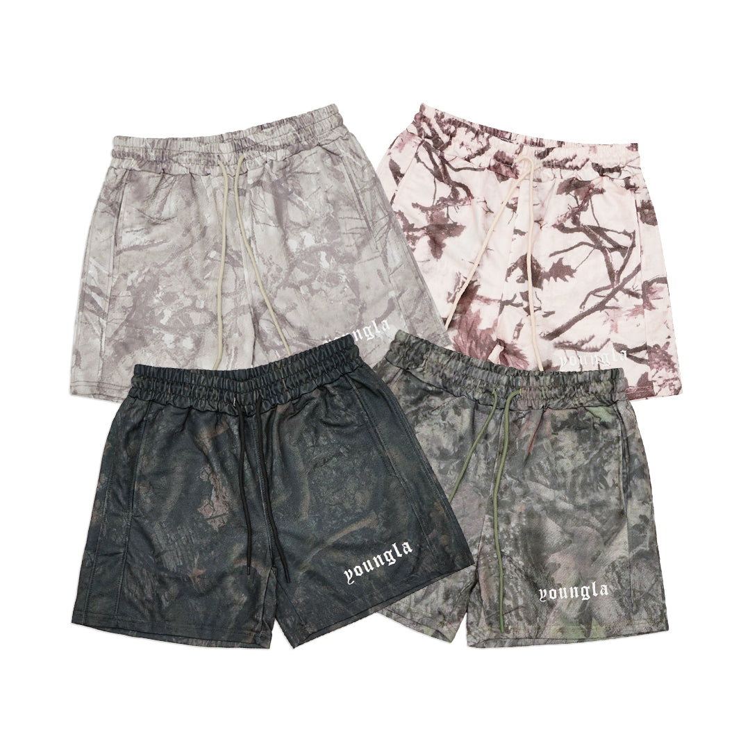 YOUNGLA Tree Camo Sweat Shorts