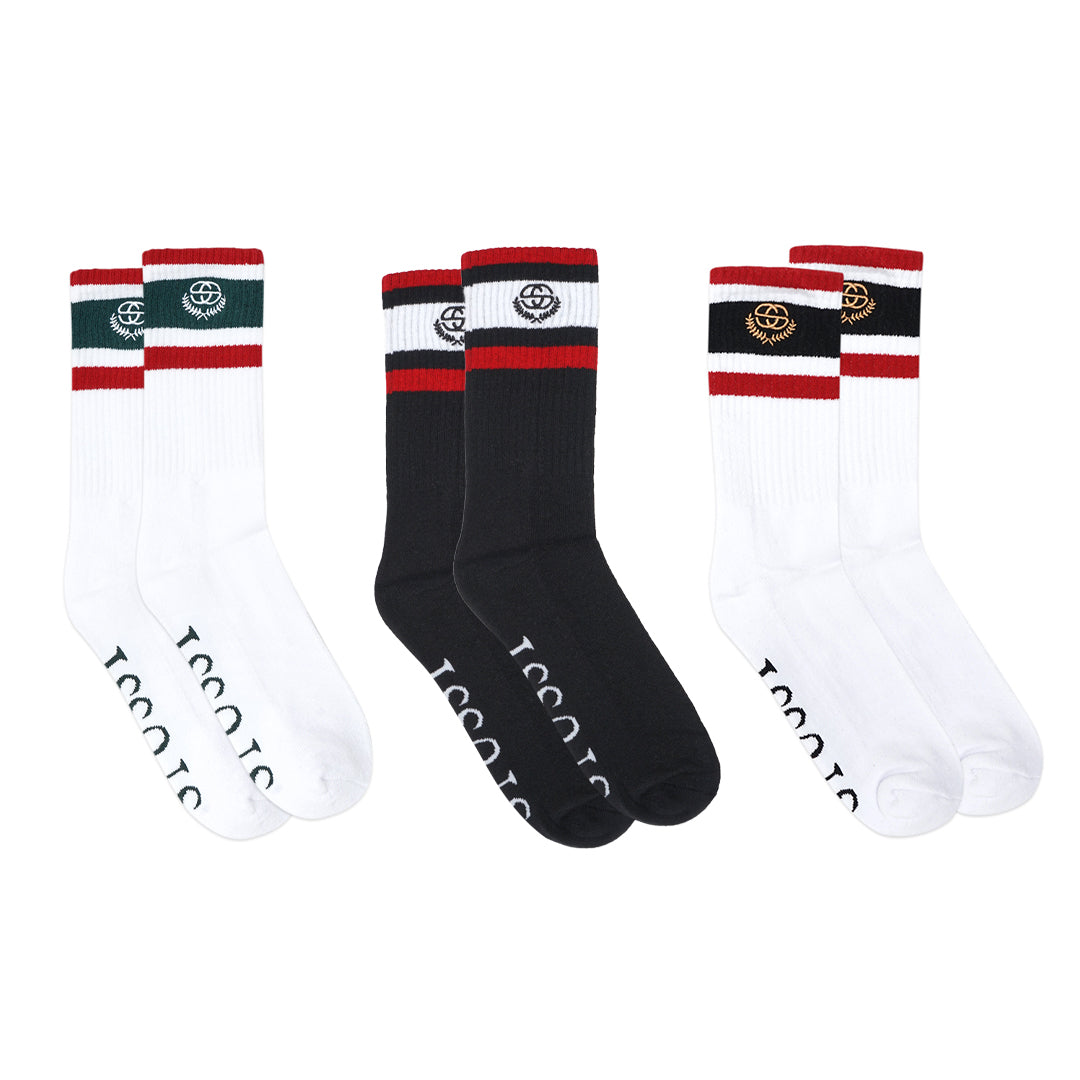 Stussy Bicolor Stripes SS Logo Crew Socks