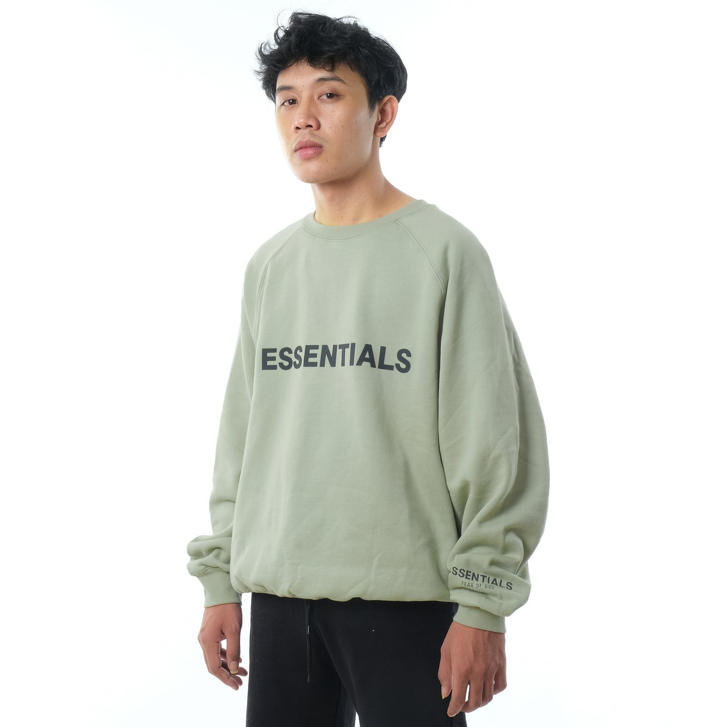 FOG Essentials Black Rubber Logo Sweatshirt