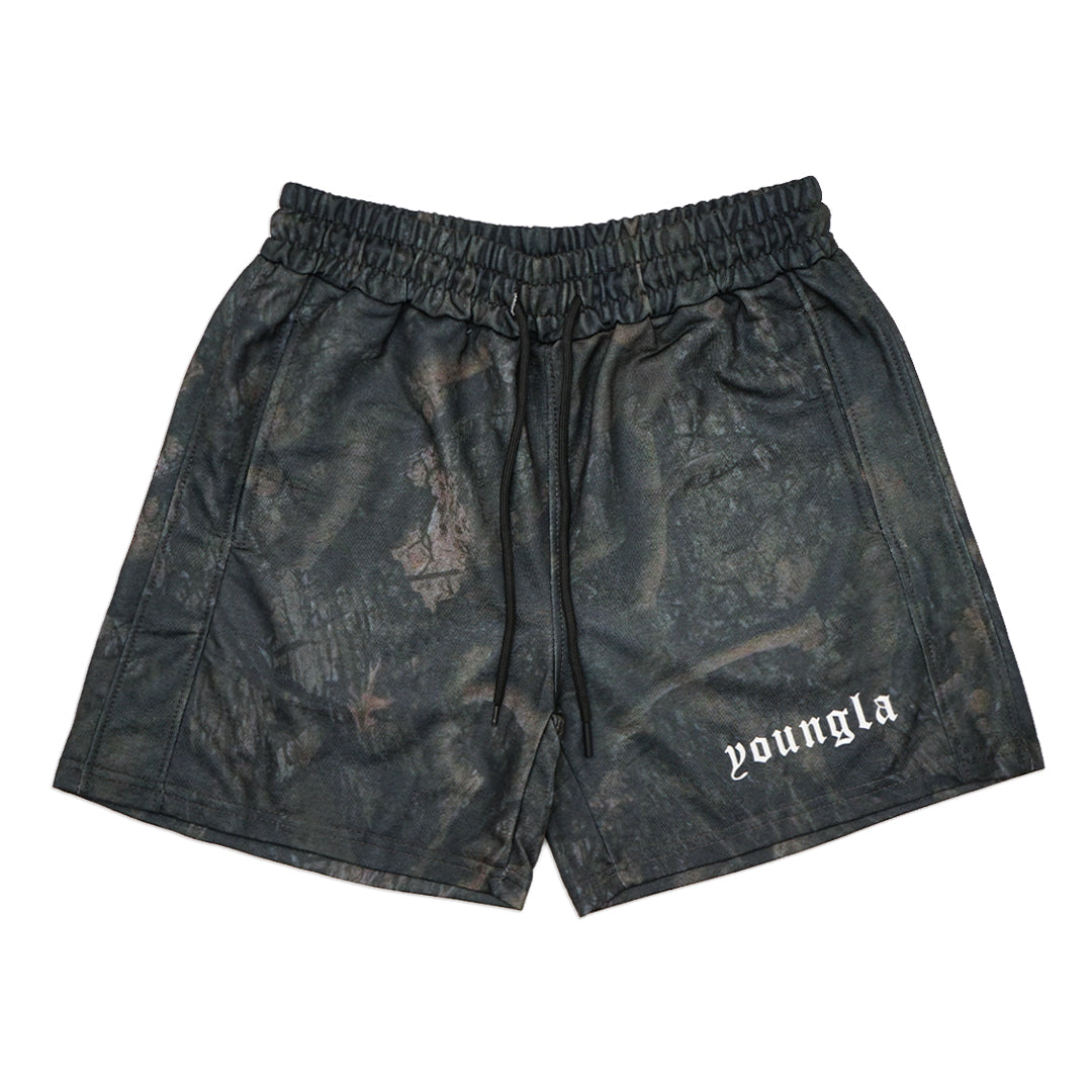 YOUNGLA Tree Camo Sweat Shorts
