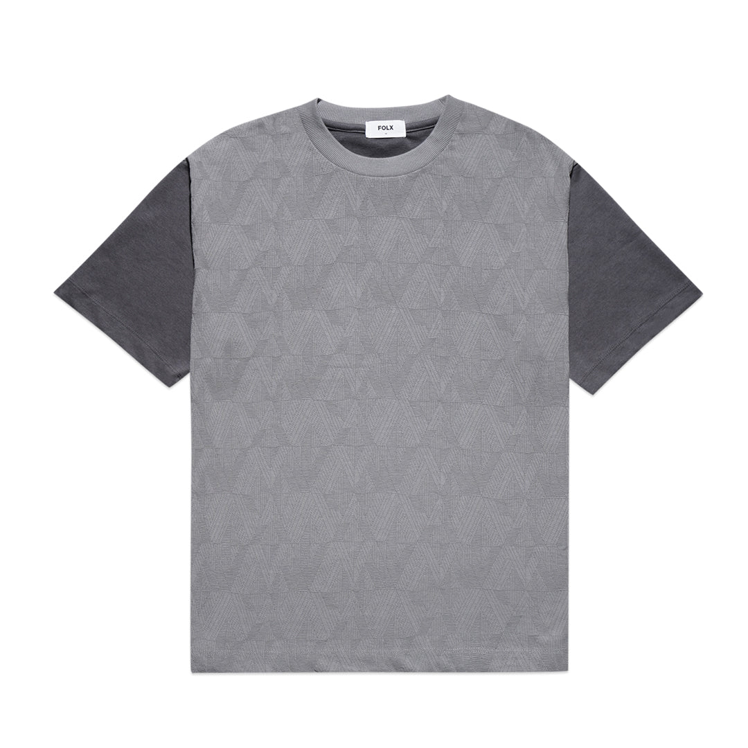 FOLX Color-Block Sleeves Diamond Texture T-Shirt