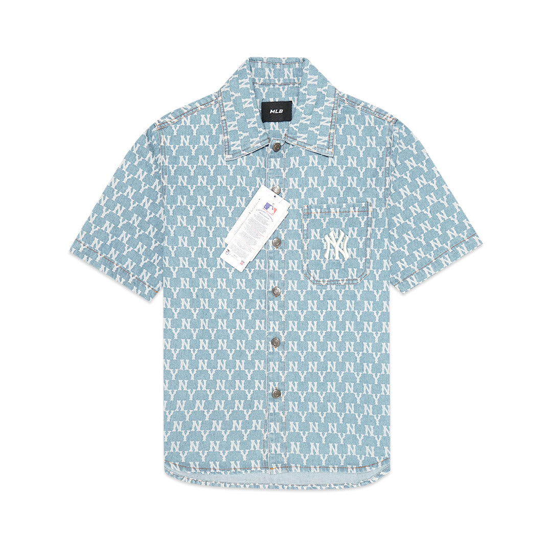 M7B Classic Monogram Denim Short Sleeve Shirt