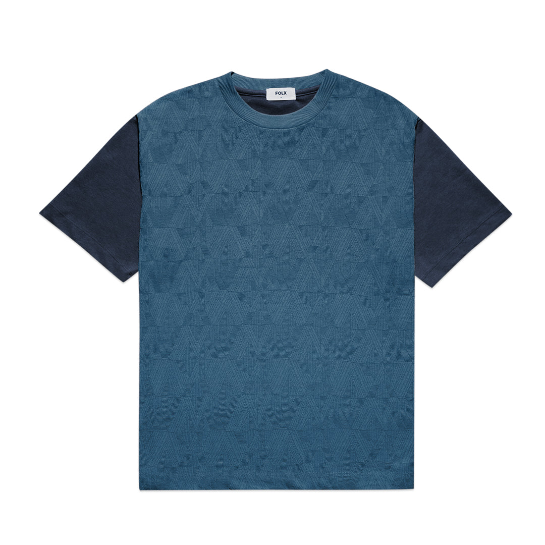 FOLX Color-Block Sleeves Diamond Texture T-Shirt