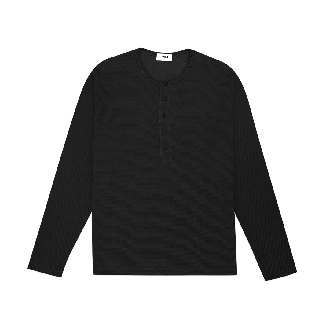 FOLX Waffle Henley Long Sleeve T-Shirt