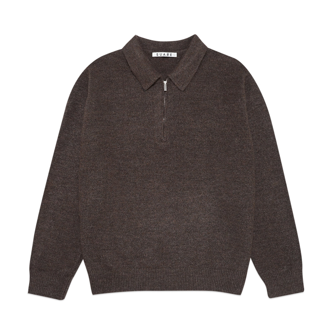 Suare Half Zip-Up Faux-Wool Knit Jacket