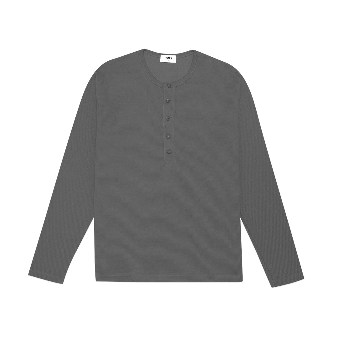 FOLX Waffle Henley Long Sleeve T-Shirt