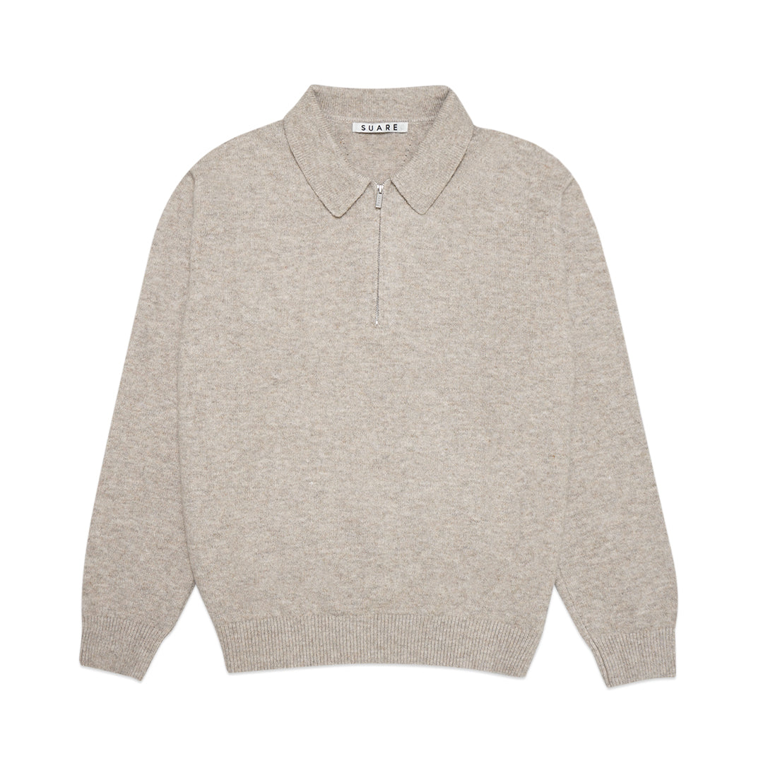 Suare Half Zip-Up Faux-Wool Knit Jacket