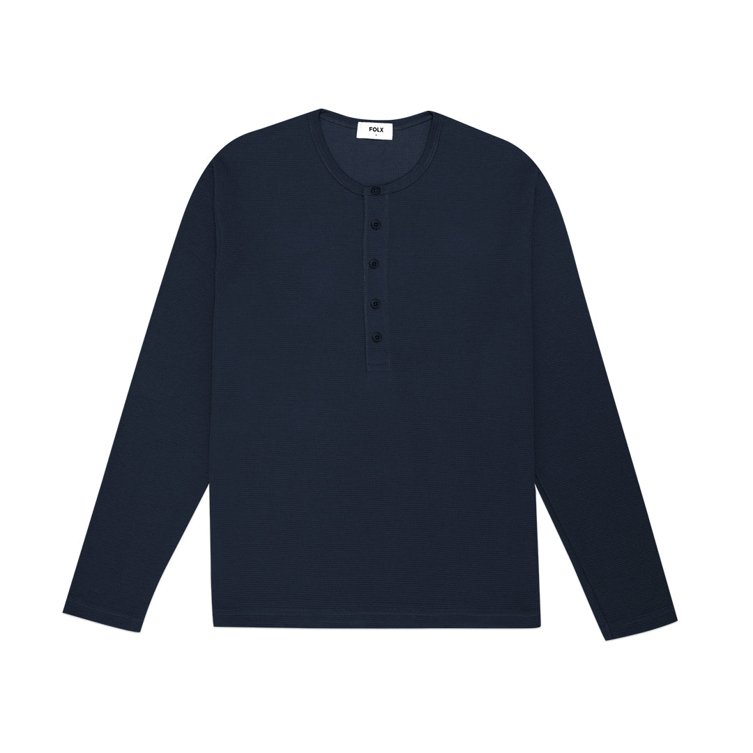FOLX Waffle Henley Long Sleeve T-Shirt
