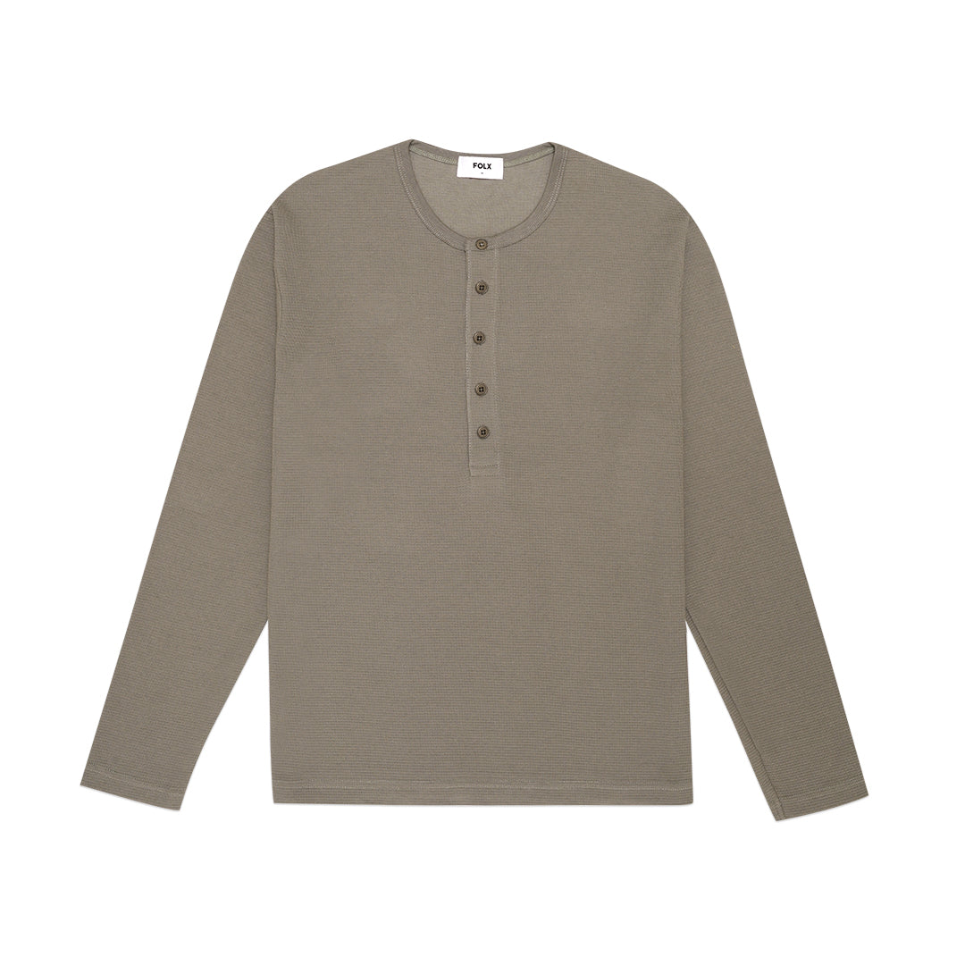 FOLX Waffle Henley Long Sleeve T-Shirt