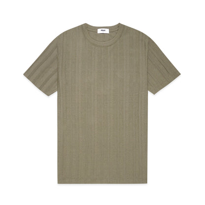 FOLX Solid Striped Textured T-Shirt