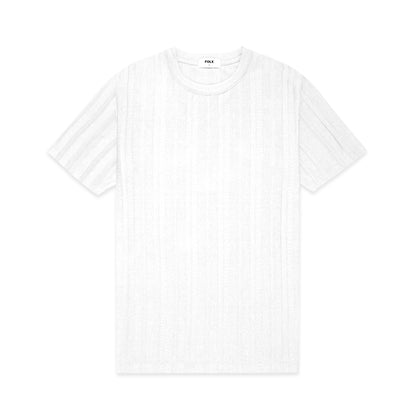 FOLX Solid Striped Textured T-Shirt