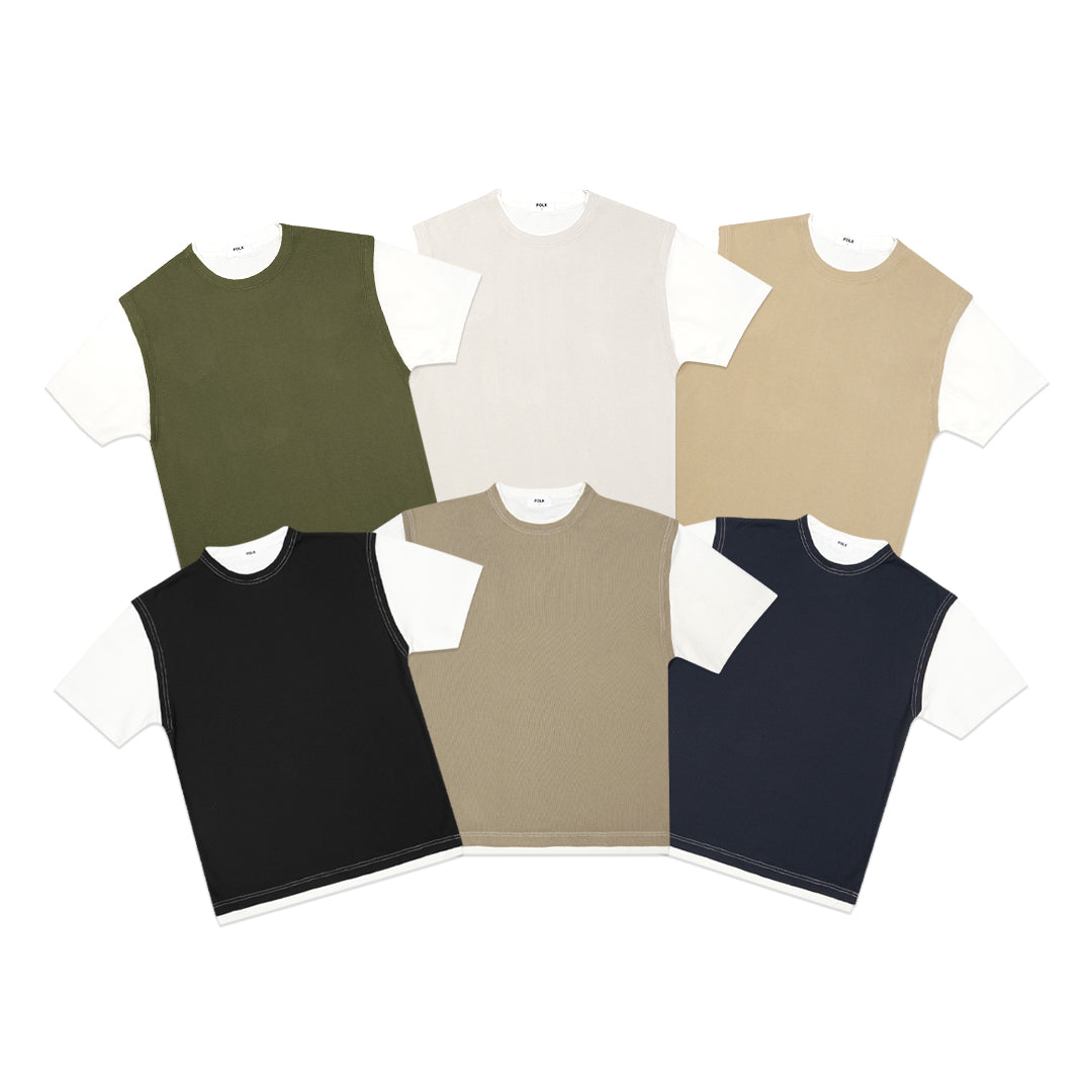 FOLX Faux Layered White Sleeve T-Shirt