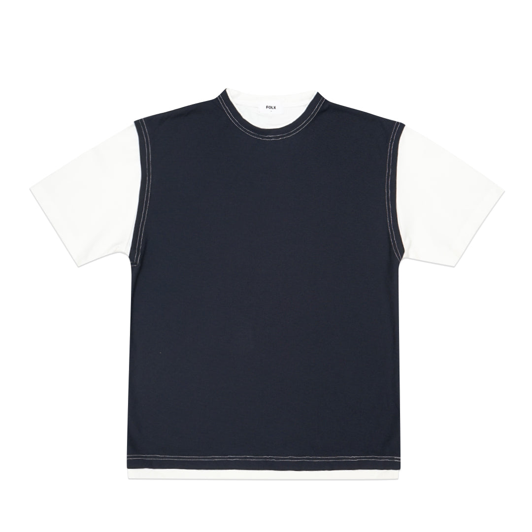 FOLX Faux Layered White Sleeve T-Shirt