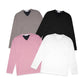 FOLX V-Neck Geometric Texture Long Sleeve T-Shirt
