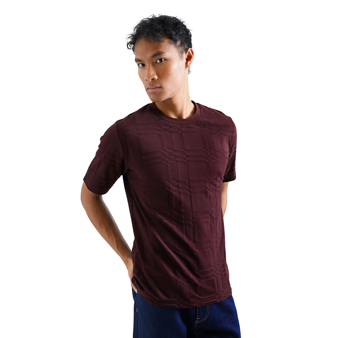 FOLX Geometric Square Textured T-Shirt