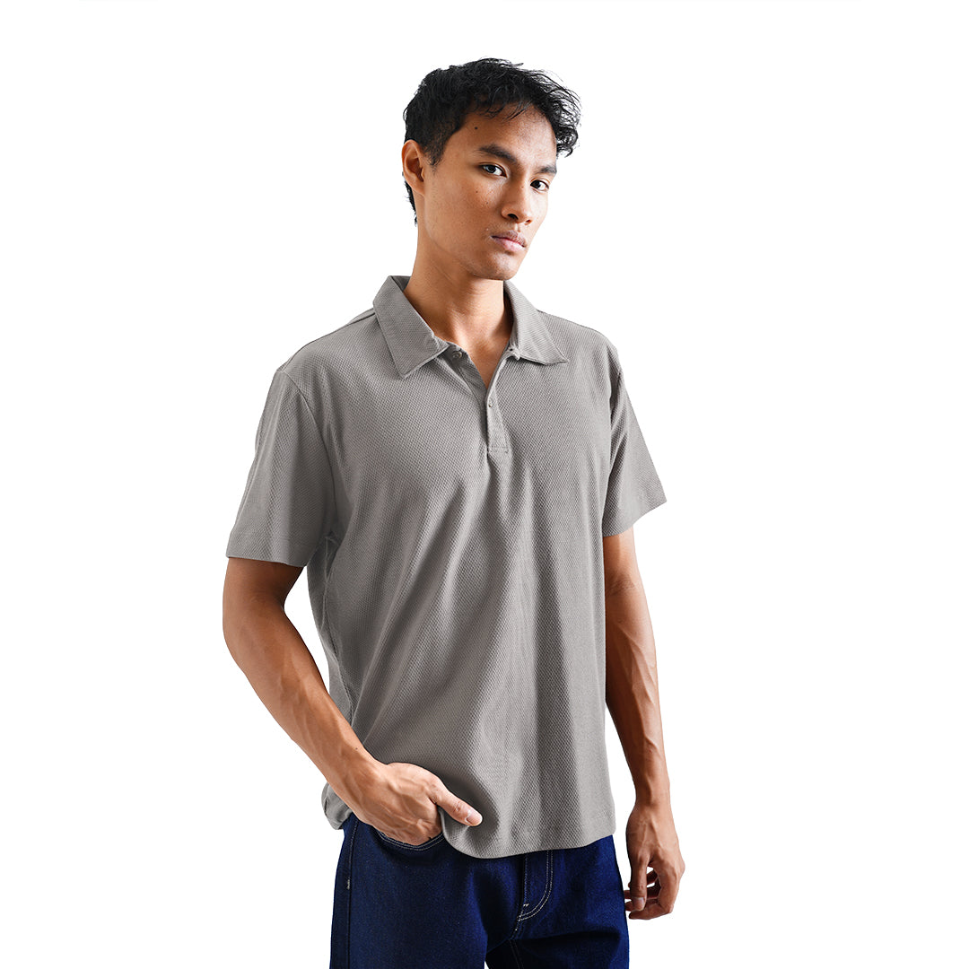 FOLX Diamond Textured Polo Shirt