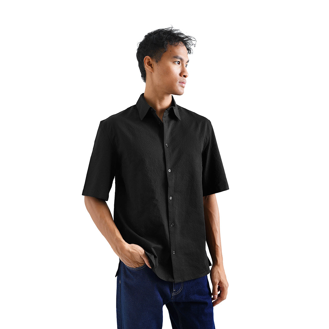 FOLX Solid Textured Short Sleeve Shirt