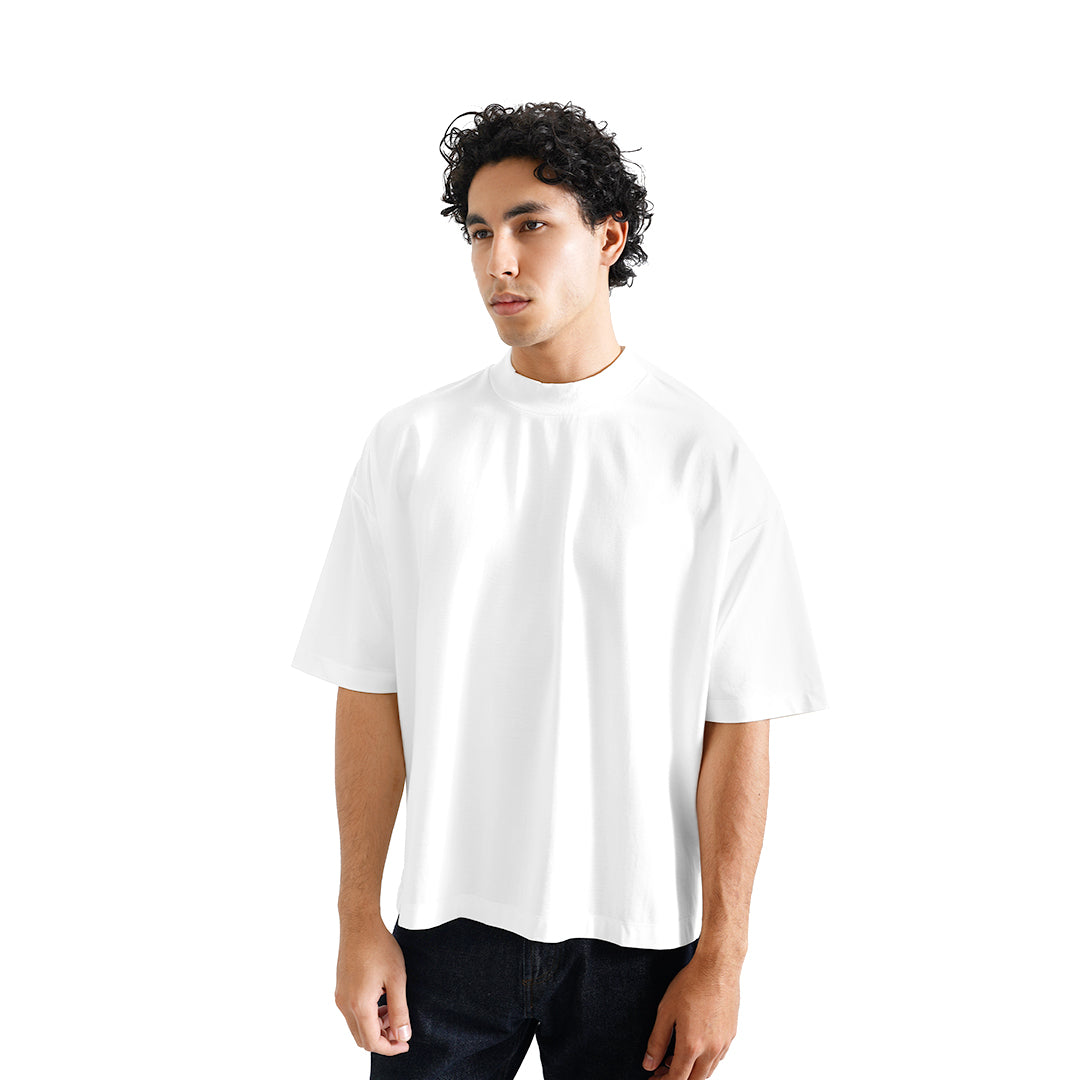 FOLX Oversized Mock Neck Mercerised T-Shirt