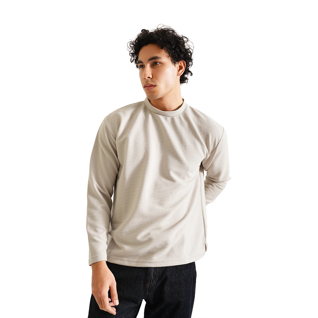 FOLX Stripes Texture Long Sleeve T-Shirt