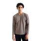 FOLX V-Neck Geometric Texture Long Sleeve T-Shirt