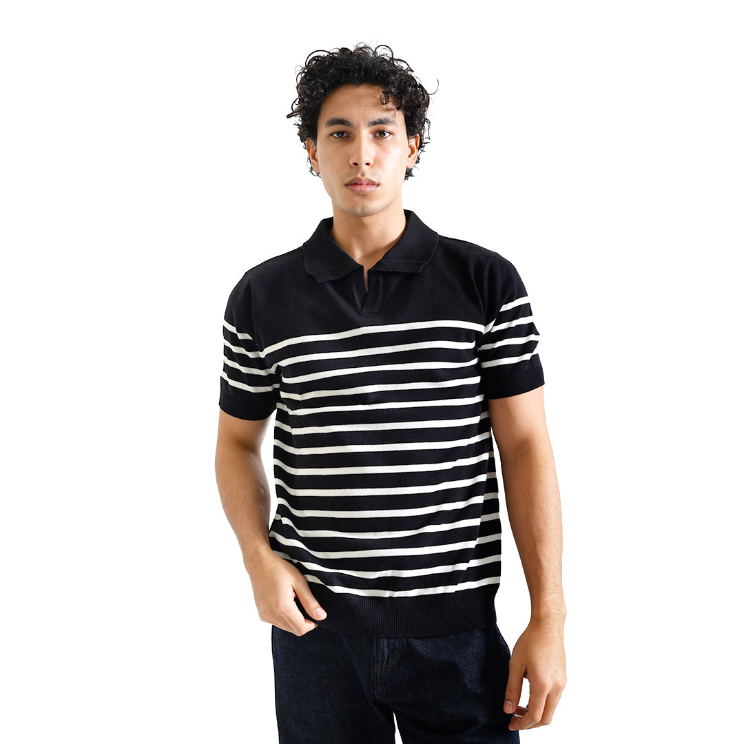 FOLX Stripes Knit Polo Shirt