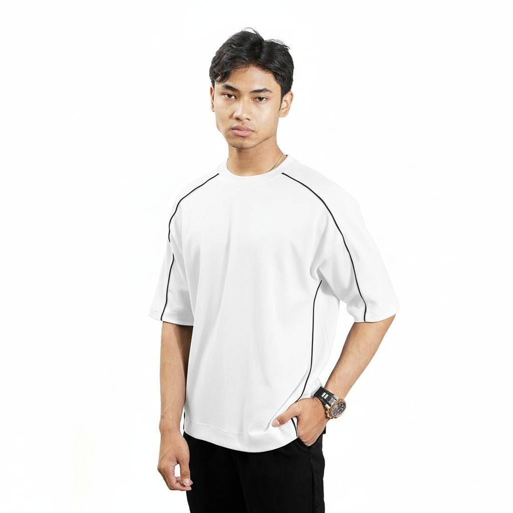 FOLX Contrast Piping Interlock T-Shirt