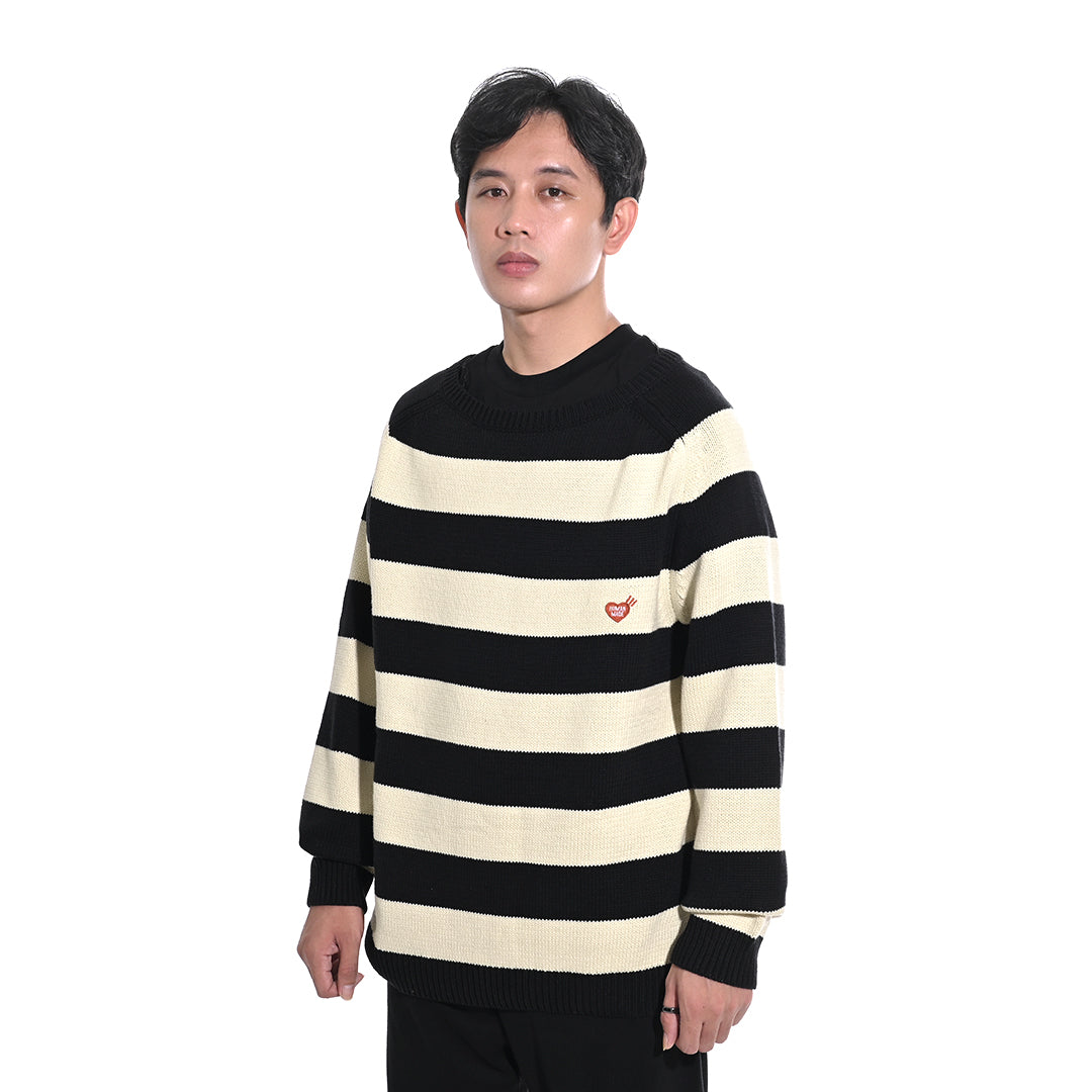 human made shirt L stripe stand 撓る collar