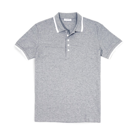 Philip Roth Stripe Collar Polo Shirt Grey