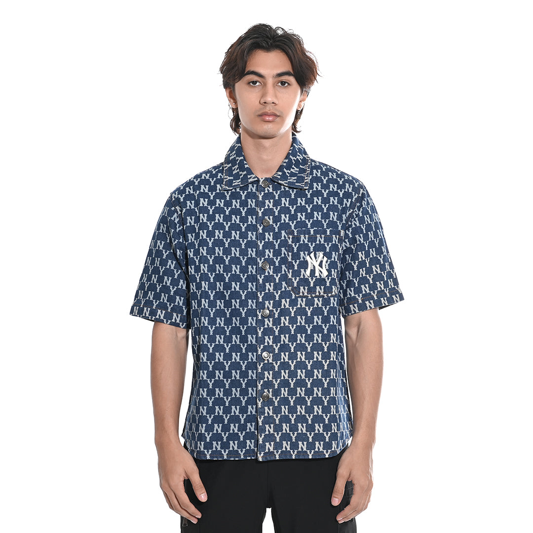 M7B Classic Monogram Denim Short Sleeve Shirt