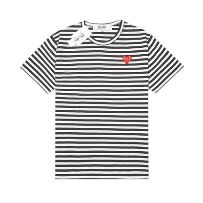 CDG Play Red Heart Striped T-Shirt