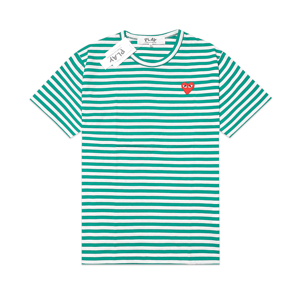 CDG Play Red Heart Striped T-Shirt