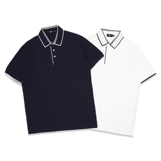 FOLX Stripe Collar Pique Polo Shirt