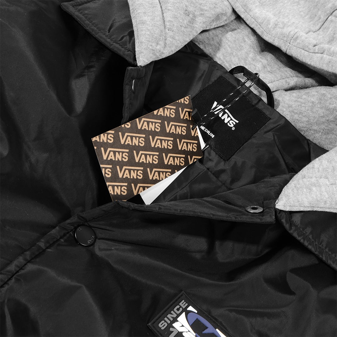 VANS Rubber Logo Hooded Puffer Jacket Black