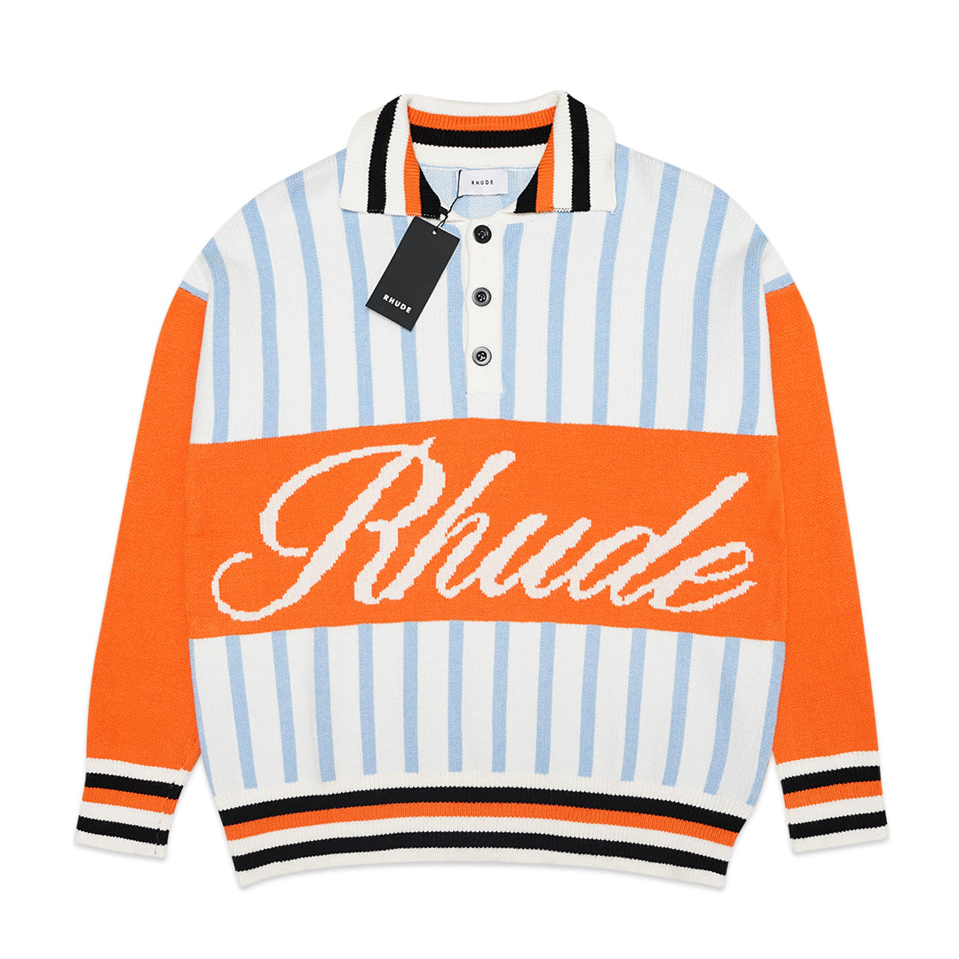 Rhude Amber Knit Rugby Long Polo Sweater