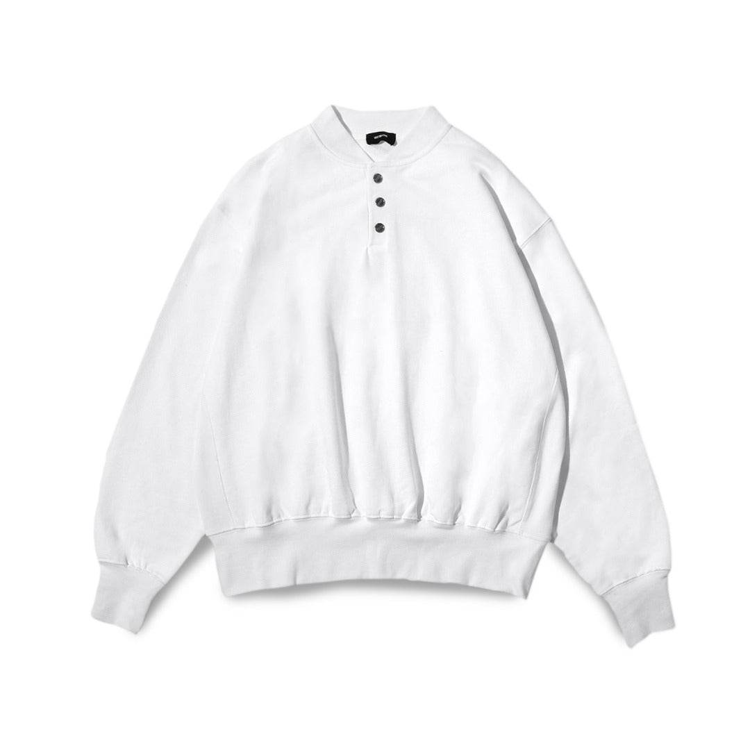 We11done Black Logo Embroidered Henley Sweater White