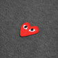CDG Play Red Heart Sweatshirt Grey