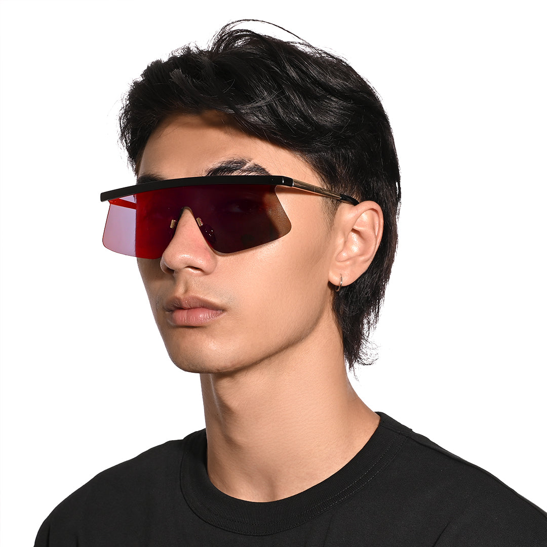 ASOS DESIGN Flared Flat Lens Visor Sunglasses