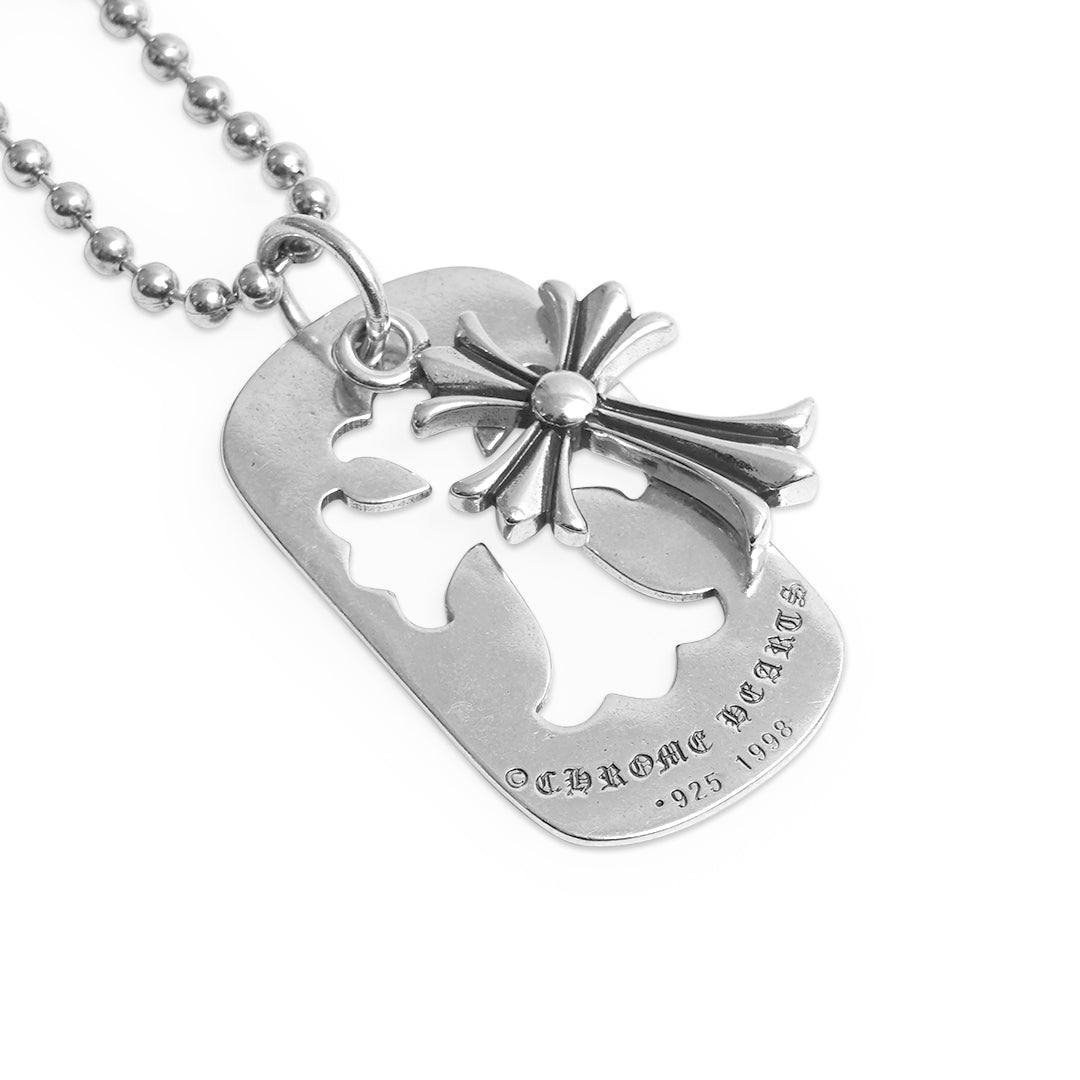 CHR Cross Cutout Dog Tag Pendant Necklace