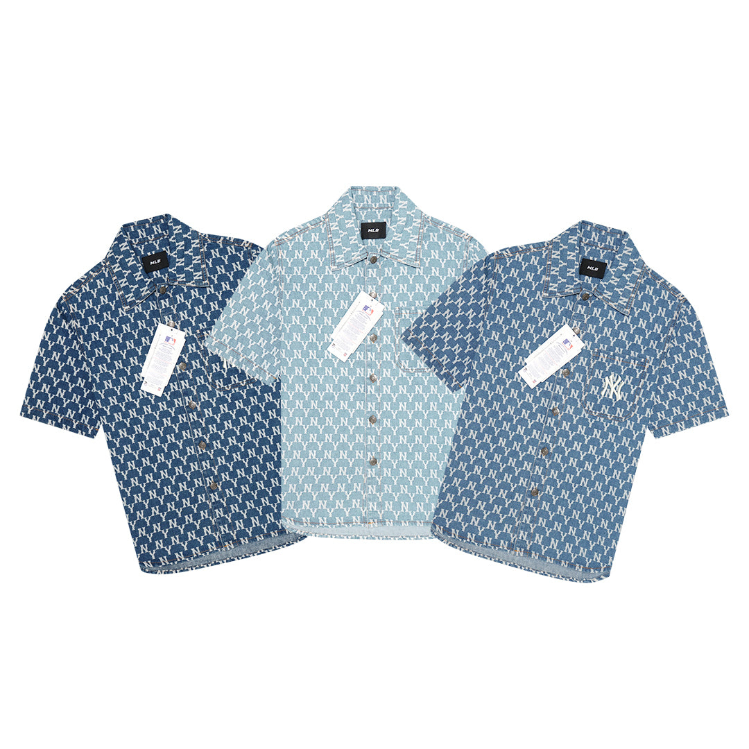M7B Classic Monogram Denim Short Sleeve Shirt