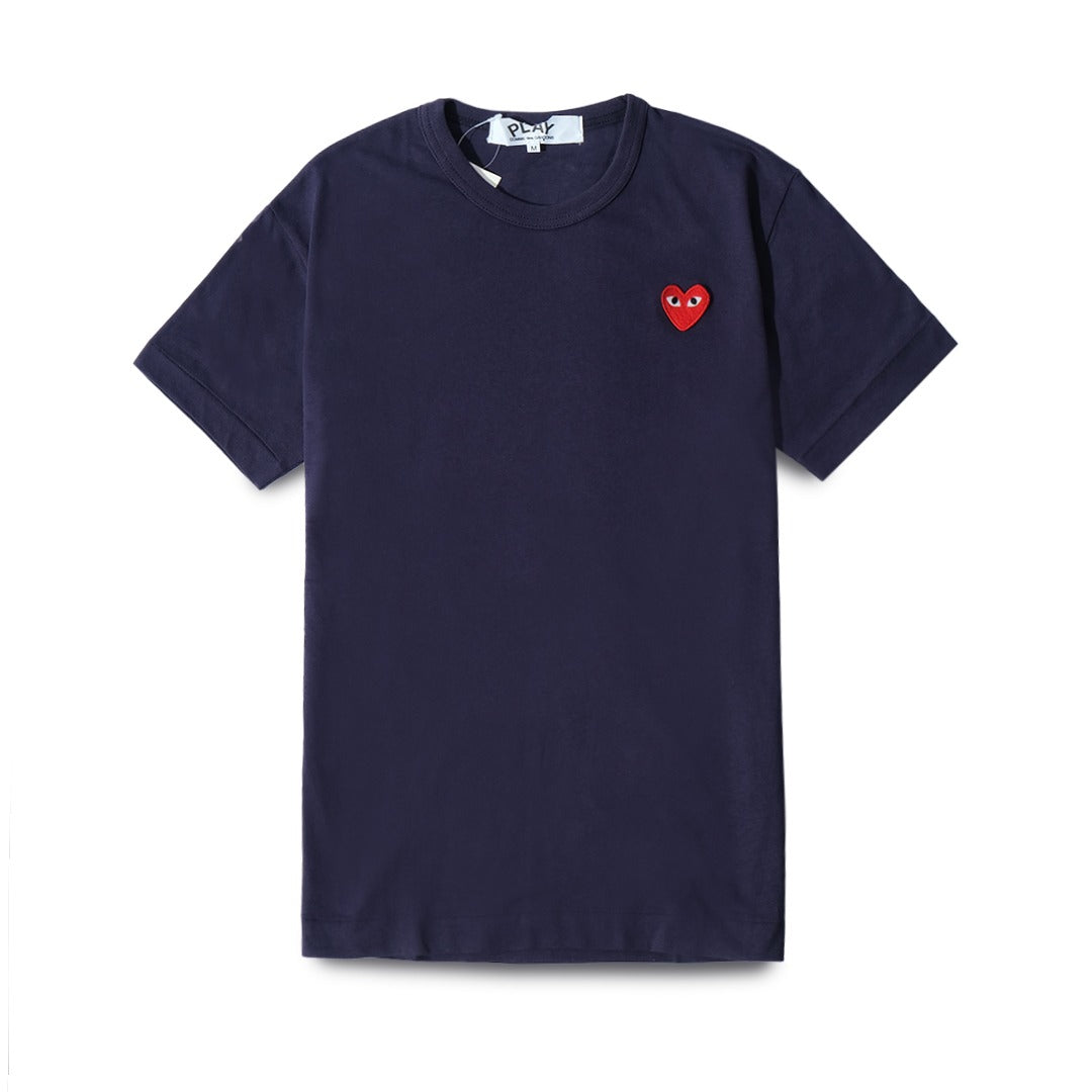 CDG Play Red Heart Patch T-Shirt Navy