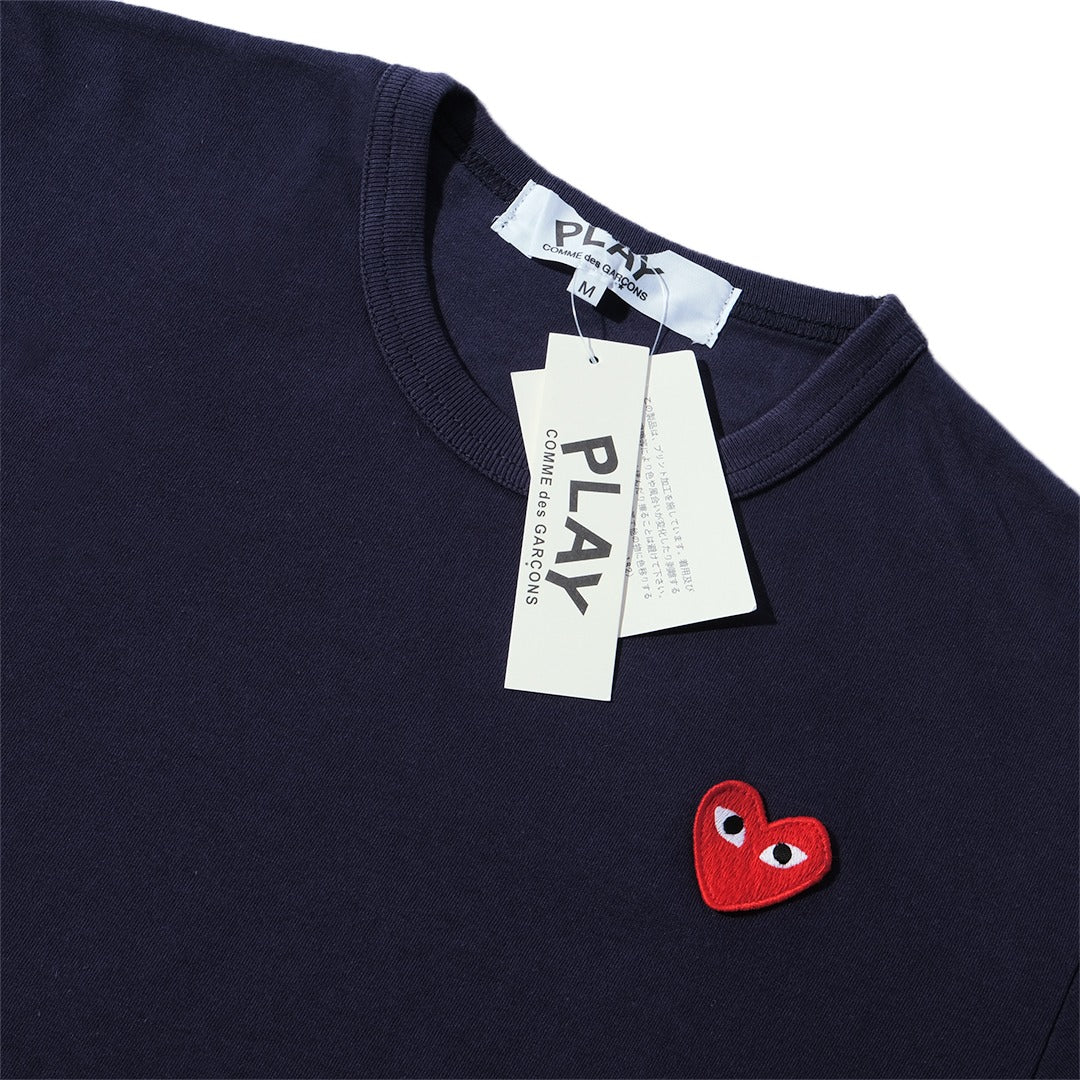 CDG Play Red Heart Patch T-Shirt Navy