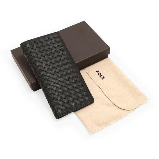 FOLX Intrecciato Long Leather Wallet
