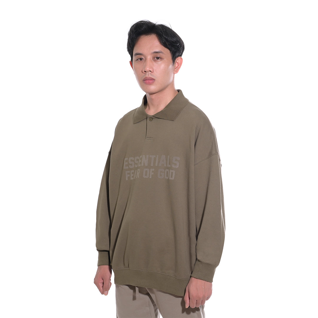 FOG Essentials Center Solid Velvet Polo Sweatshirt
