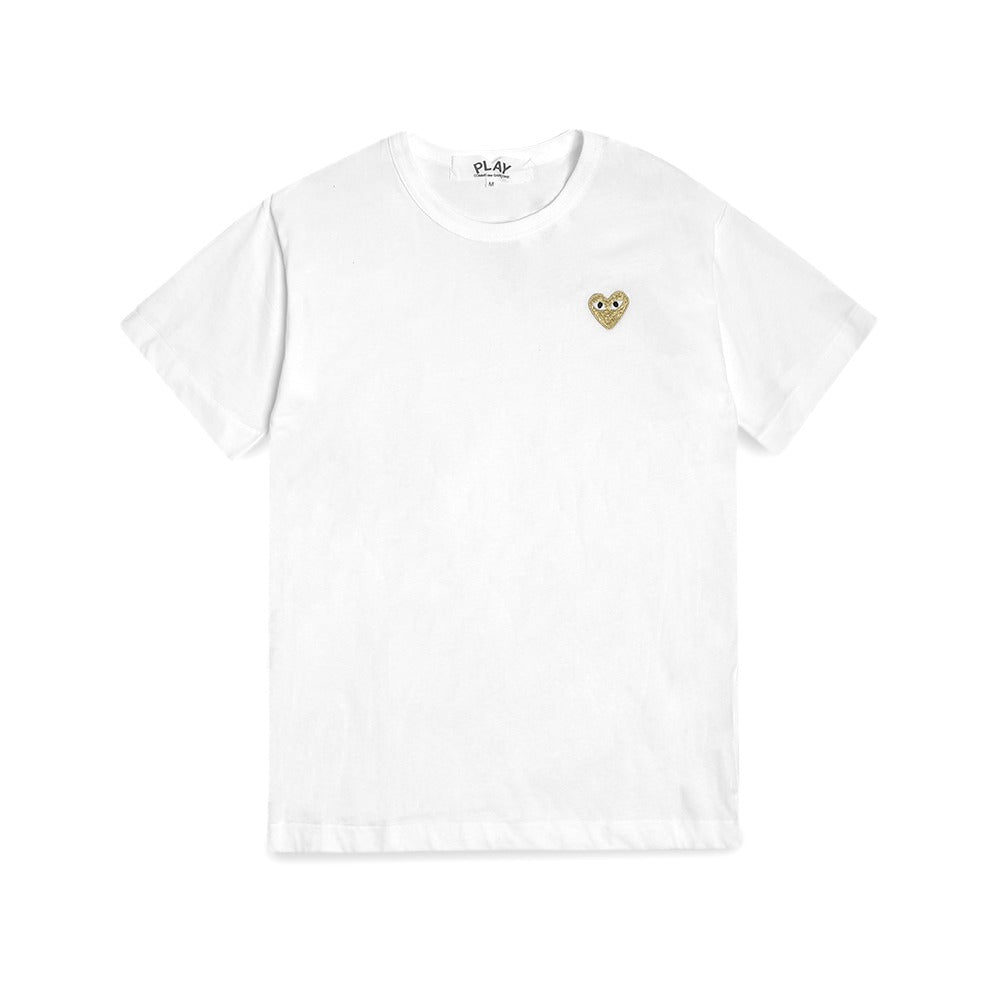 CDG Play Golden Heart Patch T-Shirt White