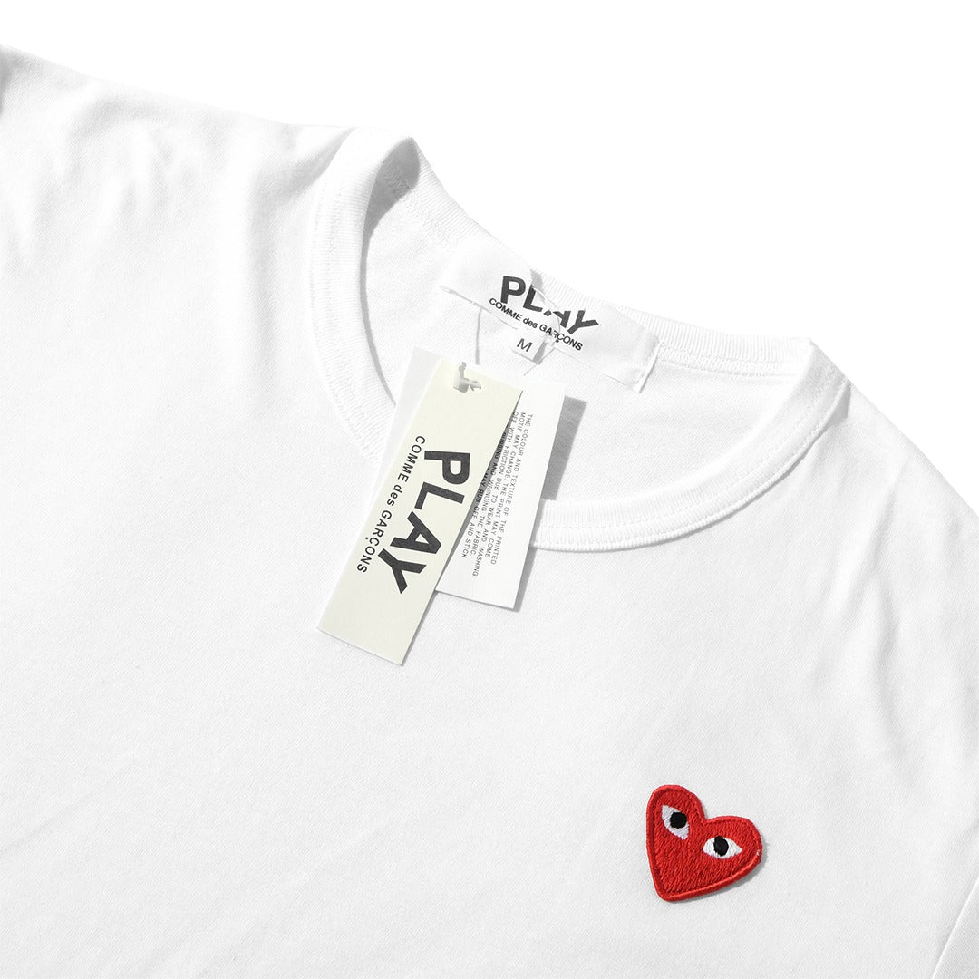 CDG Play Red Heart Patch T-Shirt White