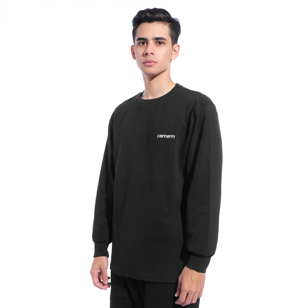 CHT Embroidered Text Long Sleeve T-Shirt Grey