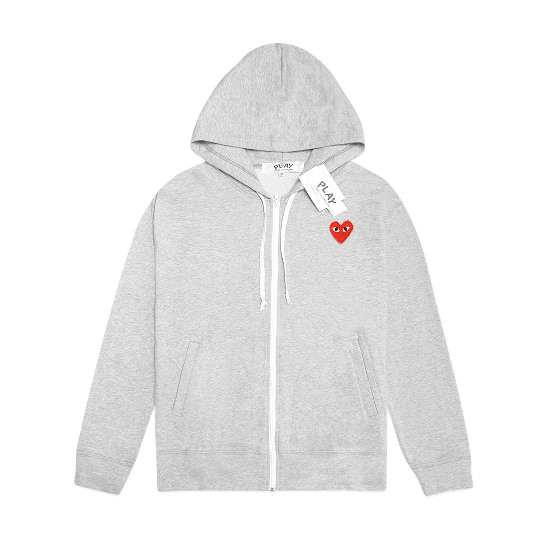 Pink red heart zip up hoodie Clearance