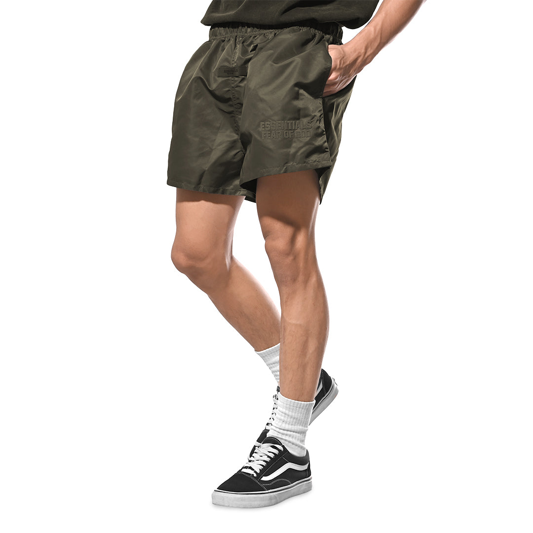 FOG Essentials Velvet Text Running Nylon Shorts